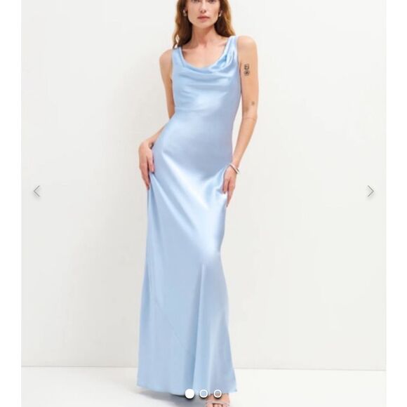 Reformation Annabelle Silk Dress in Horizon Blue size 14 NWT $448 - Picture 4 of 6
